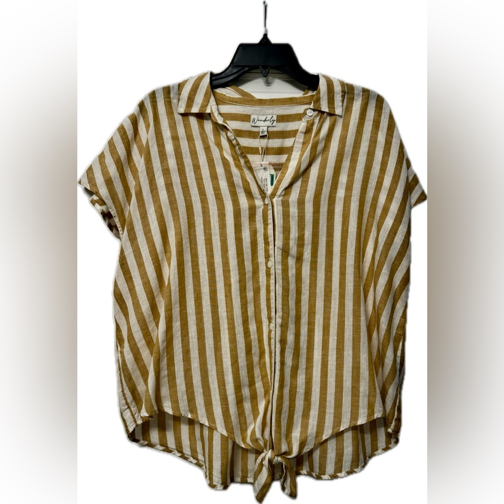 Wonderly Striped Button-Down Short Sleeve Shirt